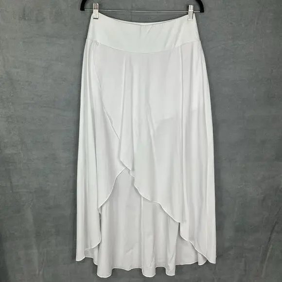 Halara Skirt Womens Medium White Breezeful High Low Ruffle Flowy Quick Dry Maxi - Picture 2 of 14